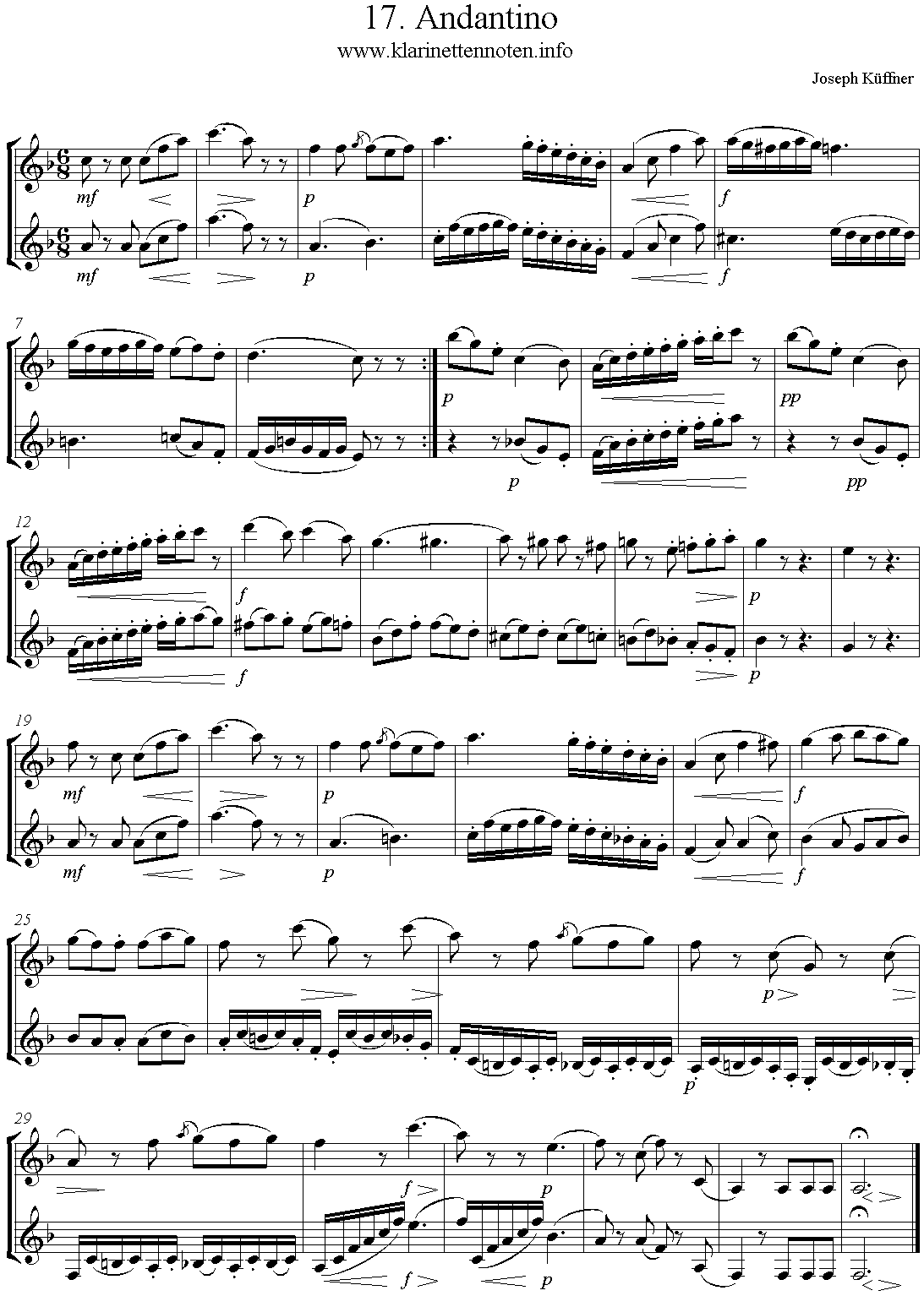 24 instruktive Duette- Joseph Küffner -17 Andantino